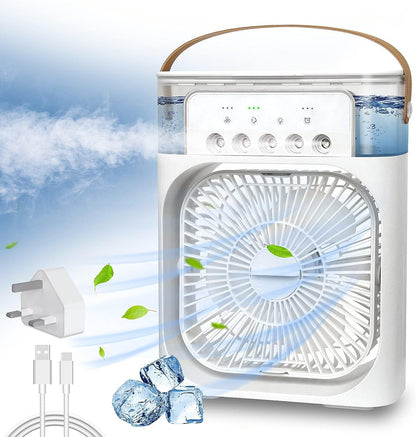 Ventilateur Portable, Climatiseur, Lumière de Nuit LED, Brume d'Eau, Fun 3 en 1, Humidificateur d'Air pour la Maison.