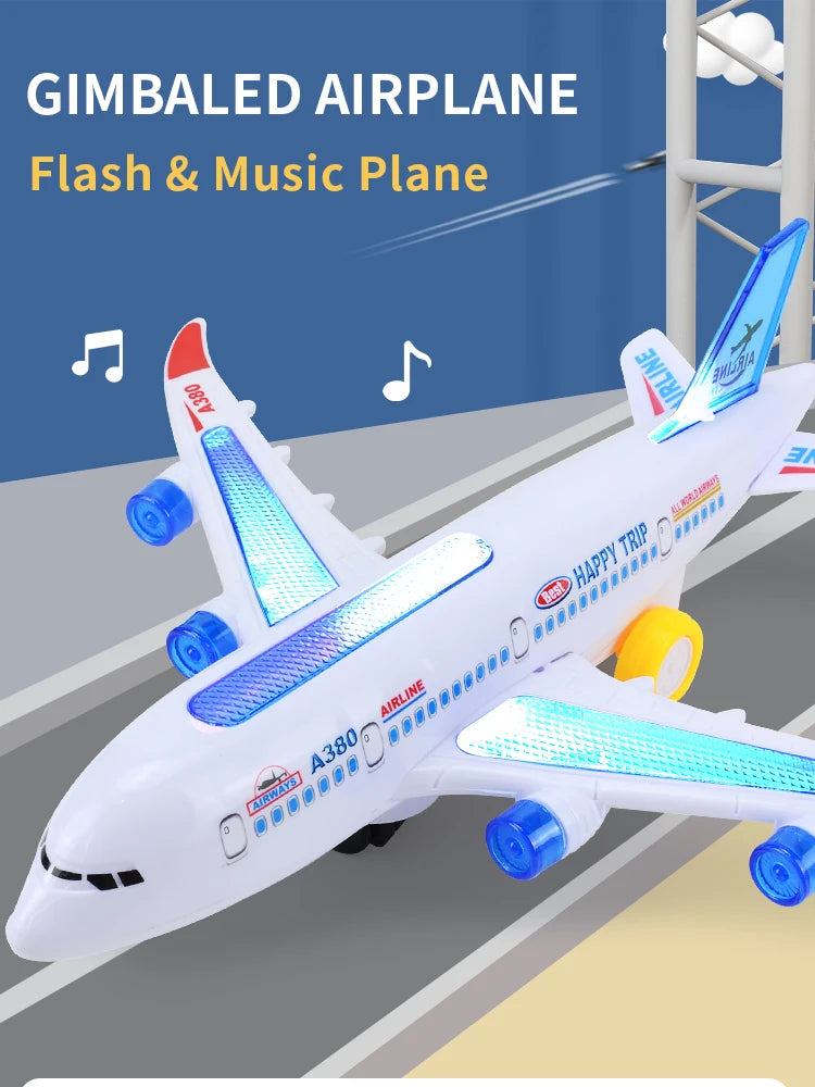 Avion Électronique Rotatif avec Musique et Effets Sonores - Jouet Éducatif Automatique pour Enfants