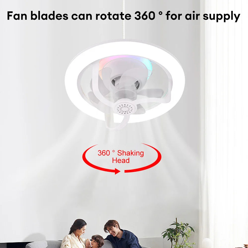 Ventilateur de Plafond à Tête Secouante, 360 °, avec Télécommande, 3 Vitesses Réglables, pour la Maison, le Salon