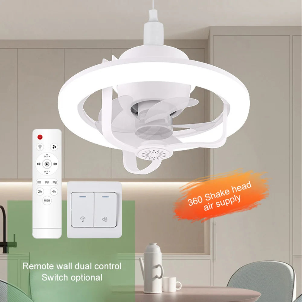 Ventilateur de Plafond à Tête Secouante, 360 °, avec Télécommande, 3 Vitesses Réglables, pour la Maison, le Salon