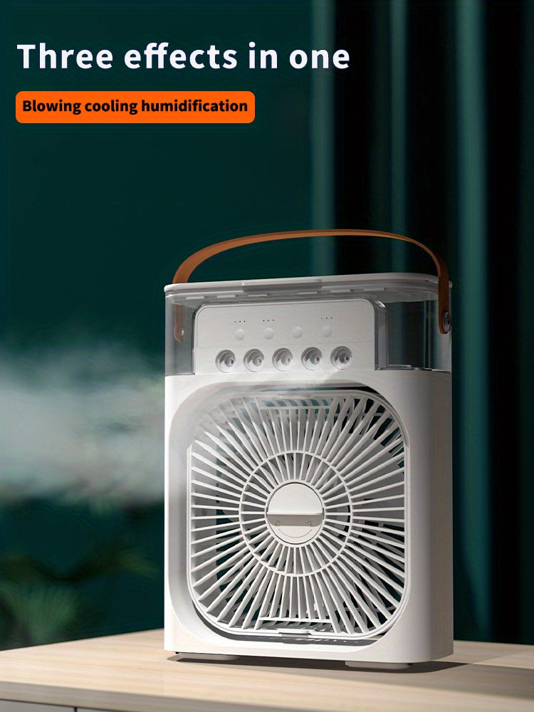 Ventilateur Portable, Climatiseur, Lumière de Nuit LED, Brume d'Eau, Fun 3 en 1, Humidificateur d'Air pour la Maison.