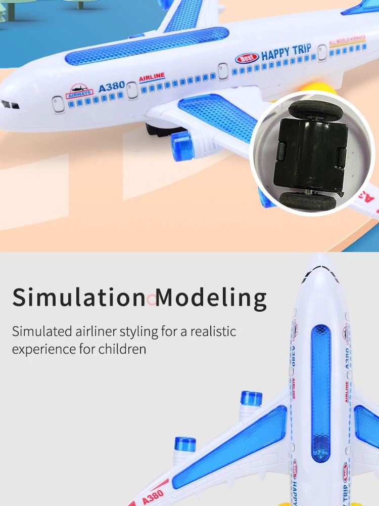 Avion Électronique Rotatif avec Musique et Effets Sonores - Jouet Éducatif Automatique pour Enfants