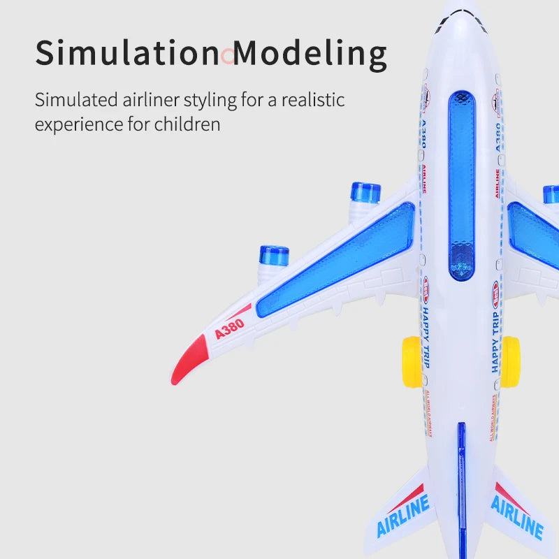 Avion Électronique Rotatif avec Musique et Effets Sonores - Jouet Éducatif Automatique pour Enfants