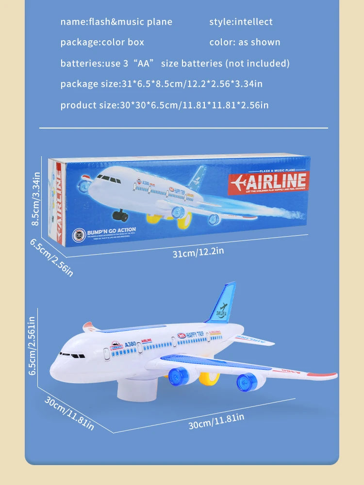 Avion Électronique Rotatif avec Musique et Effets Sonores - Jouet Éducatif Automatique pour Enfants