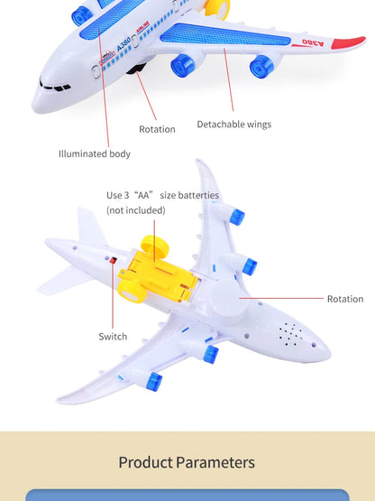 Avion Électronique Rotatif avec Musique et Effets Sonores - Jouet Éducatif Automatique pour Enfants